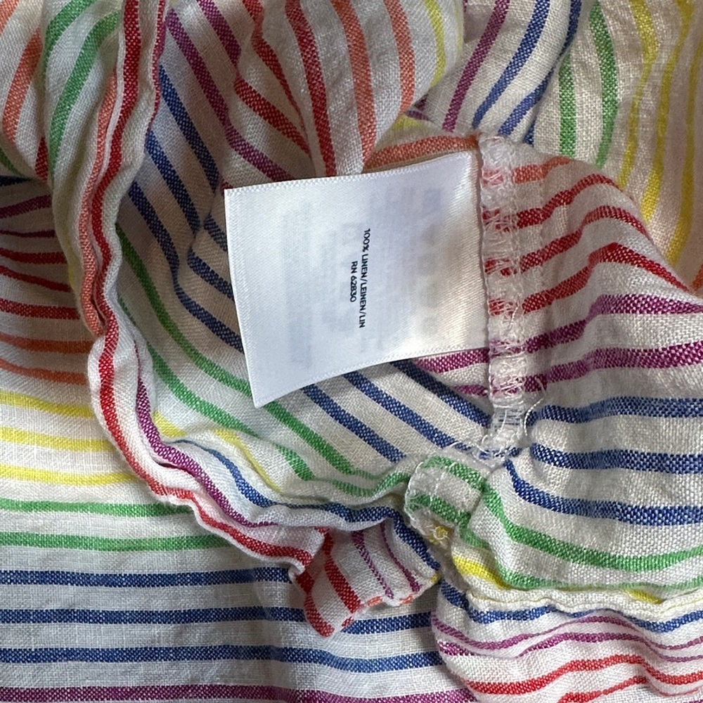 Lands' End 100% Linen Multicolor Striped Short Sleeve Tee Size 1X - Picture 4 of 5